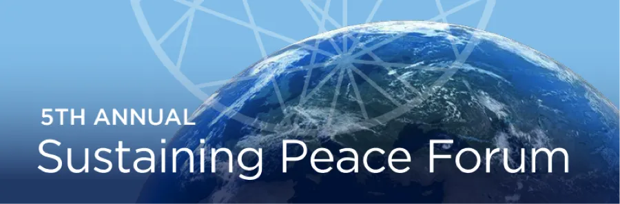 Banner for the 2017 Sustaining Peace Forum with the AC4 Logo over a globe