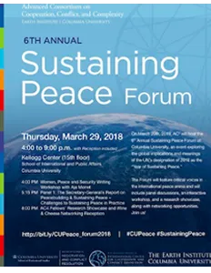 Flyer for the 2018 Sustaining Peace Forum
