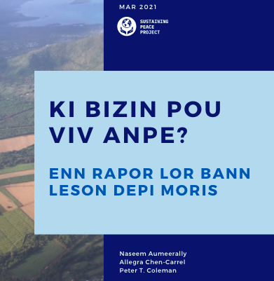 Cover of the report in Creole: Ki bizin pou viv anpe? Enn rapor lor bann leson depi Moris