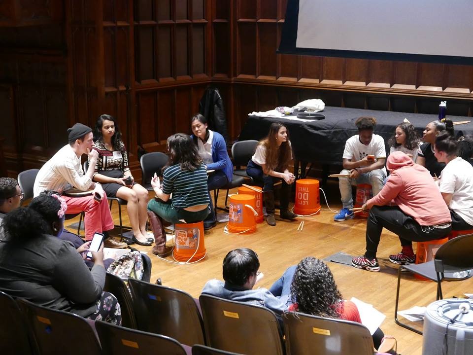 Youth drum circle performance during the 2019 Sustaining Peace Forum