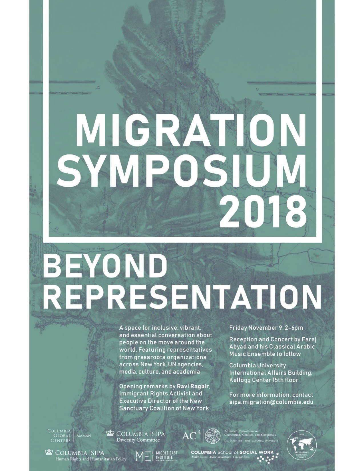 Flyer for the event "Migration Symposium 2018: Beyond Representation"