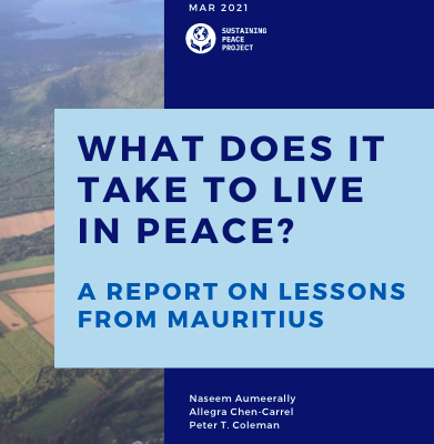Cover of the report "What does it take to live in peace? A Report on Lessons from Mauritius"