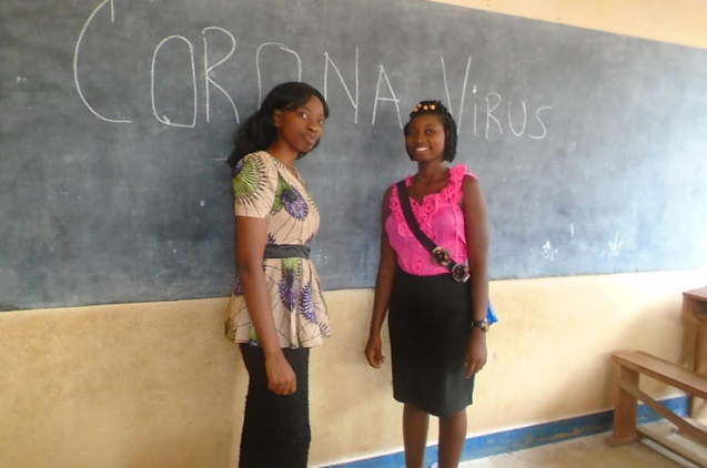 Two women presenting on corona virus